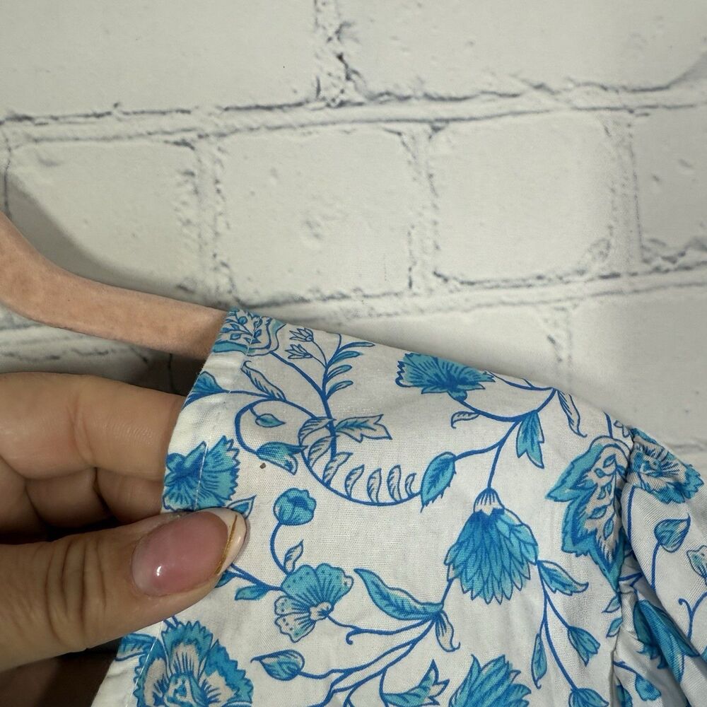 Draper James Blouse Women XXL Floral White Blue Cottage Boho Balloon Sleeve Top - Picture 7 of 12